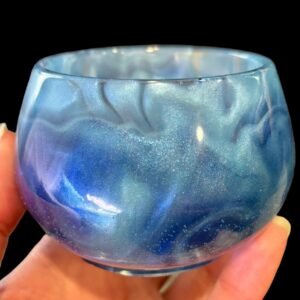 Resin Mushroom Jar - Sapphire and Iridescent Blue