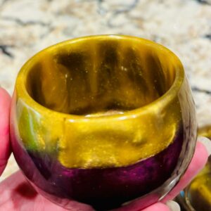 Resin Mushroom Jar - Gold and Merlot Wine