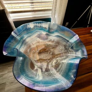 20.5" Large resin bowl - Sapphire Blue glow in the dark